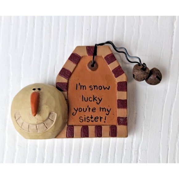 blossom bucket snowman I'm snow lucky your my sister decor winter christmas fig - Picture 1 of 4